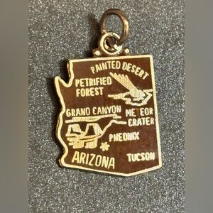Estate, Vintage Sterling Silver & Brown Arizona State Charm Pendant